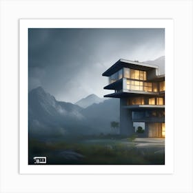 Modern House In The Mountains Art Print