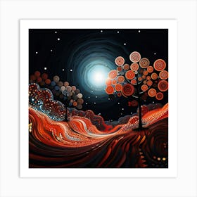 Night Sky With Trees Art Print