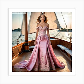 Woman In A Pink Dress 1 Art Print