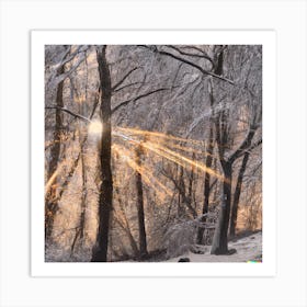 Beautiful Snowy Forest Wimter scene Art Print