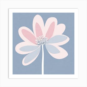 A White And Pink Flower In Minimalist Style Square Composition 331 Art Print