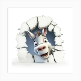 Donkey Peeking Through A Hole Art Print