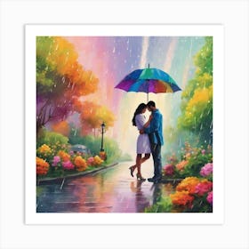 Love In The Rain 1 Art Print