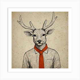 Deer In A Tie Art Print