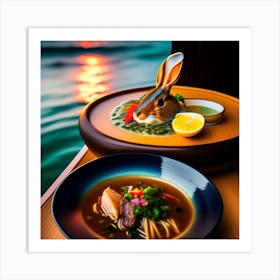 Japanese ramen and sushi 1 Art Print