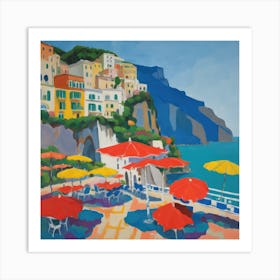 The Amalfi Coast Series in Style of David Hockney 3 Art Print