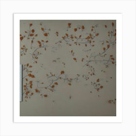 Autumn Leaves On A Wall Art Print