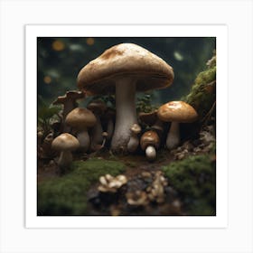 Mushrooms In The Forest 19 Art Print