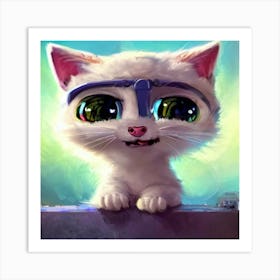 Cute Cat With Glasses Art Print