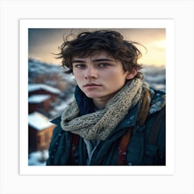 Boy In A Scarf Art Print