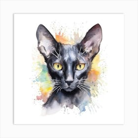 Black Oriental Cat Portrait Art Print