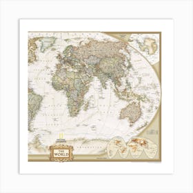 World Map Illustration Country Texture Cartography Travel Art Print