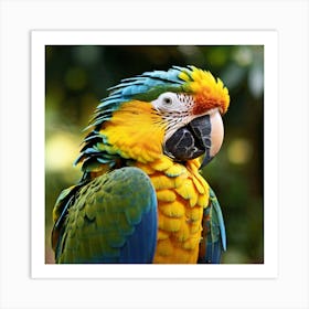 Portrait of a colorful macaw parrot in close up. Art Print