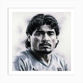 Chalk Painting Of Maradona Art Print