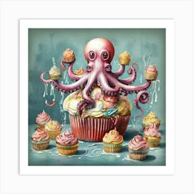 Octopus Cupcake 2 Art Print