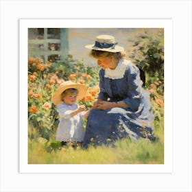 Mother And Child In The Garden 4 Art Print