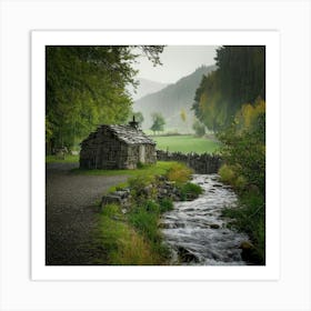 Cottage By The Stream 9 Art Print