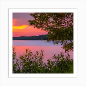 Sunset Over Lake Art Print