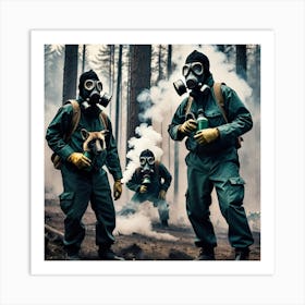 Group Of Firefighters In Gas Masks Art Print