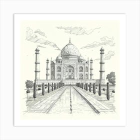 A Taj Mahal In Agra Hand Drawn Sketch Illustrati 1719953542 1 Art Print