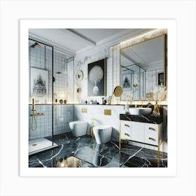 Gold And Marble Bathroom Art Print