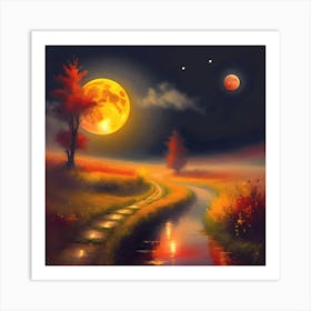 La luna  e marte Art Print