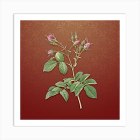 Vintage Crimson Evrat's Rose Botanical on Falu Red Pattern n.0732 Art Print