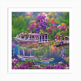 Boat On A Lake Art Print