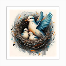 Doves In Nest 2 Art Print