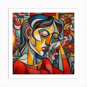 Woman In Red Art Print