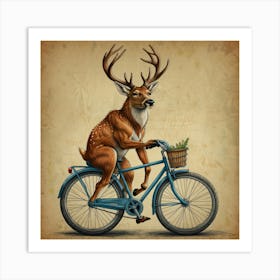 Deer On A Bike 4 Art Print