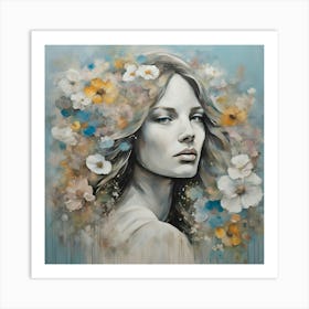 Girl With Flowers 1 Art Print