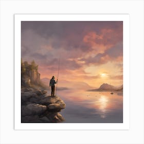 Sunset Fishing Art Print