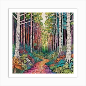 Birch Forest Path Art Print