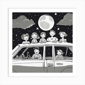 Moonlight In The Car Art Print