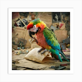 Parrot On The Book Art Print