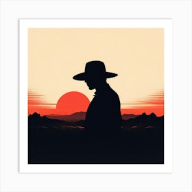 Silhouette Of A Cowboy art print Art Print