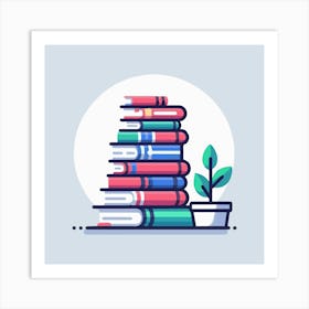 Books Design Collection Cartoon Reading Book Book Collection (16) Art Print