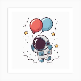 Astronaut With Balloons Art Print