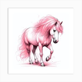 Pink Horse Painting Art Print