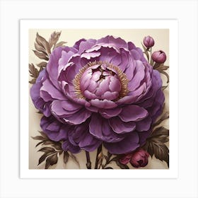 Aesthetic style, Large purple Peony flower 1 Art Print