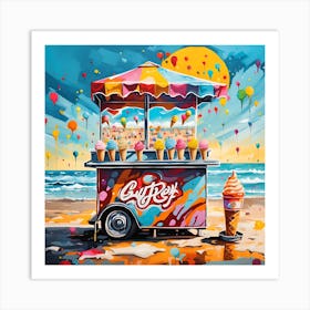 Flavorful Delights At The Beach Ice Cream Stand Art Print