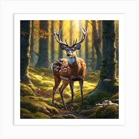 Deer In The Forest Ultra Hd Realistic Vivid Colors Highly Detailed Uhd Drawing Pen And Ink Pe (51) Art Print