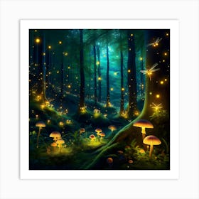 Fireflies In The Forest Art Print