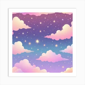 Sky With Twinkling Stars In Pastel Colors Square Composition 246 Art Print