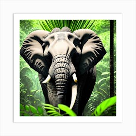 BIG Elephant Walked In The Jungle Art Print