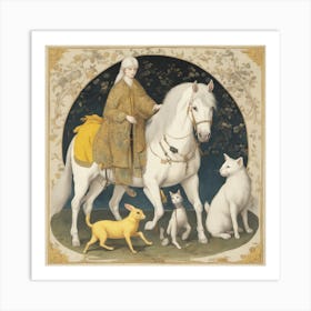 6147 A White Horse With White Hair Carrying A Yellow Ra Xl 1024 V1 0 Art Print