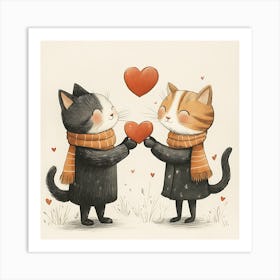 Charming Cats Exchange Heart 2 Art Print