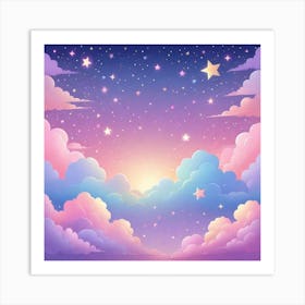 Sky With Twinkling Stars In Pastel Colors Square Composition 106 Art Print