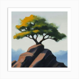 Tree On Top Of Rock 2 Art Print